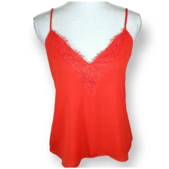 SOCIALITE RED V-NECK ADJUSTABLE STRAPS LACE CAMISOLE SLEEVELESS TOP SZ.XS/S EUC. - Picture 3 of 7